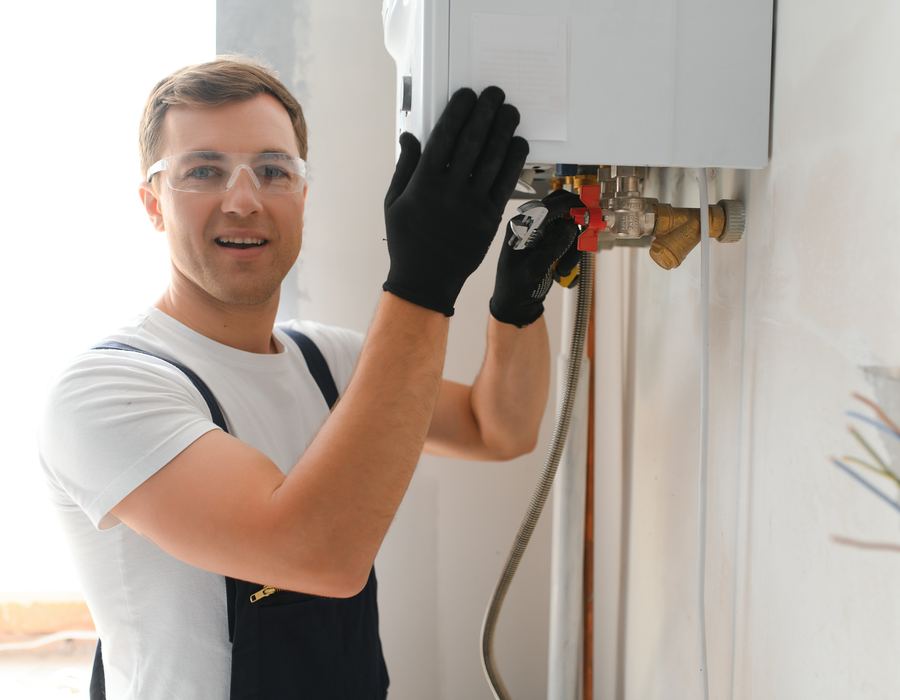 Boiler engineer at work